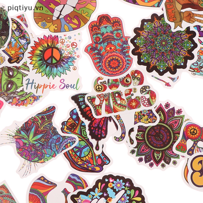 Bộ 50 sticker Dán Trang Trí Ván Trượt Hình hippie