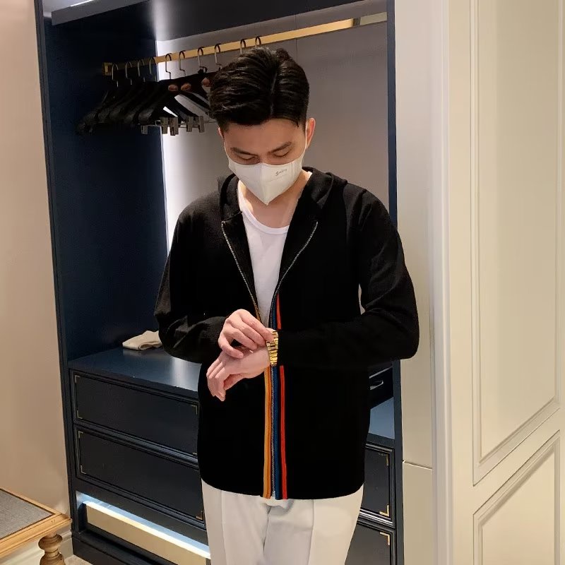 Áo Khoác cardigan Dệt Kim Có Khóa Kéo Phối Màu Sắc Tương Phản Phong Cách Âu Mỹ Thời Trang Mùa Thu Cho Nam