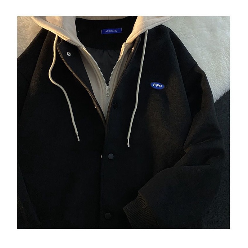 Áo Khoác hoodie Giả Hai Lớp Dáng Rộng Phong Cách harajuku Hàn Quốc Thời Trang Thu Đông 2023