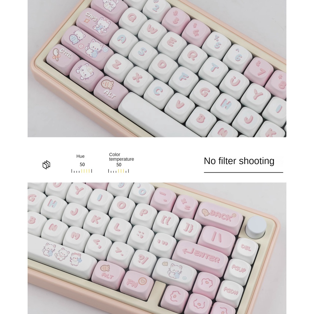 Pbt Nắp Đậy Phím Đàn Cá Mèo Hoạt Hình Màu Hồng / Cá Mập akko a75f87 75 99 104