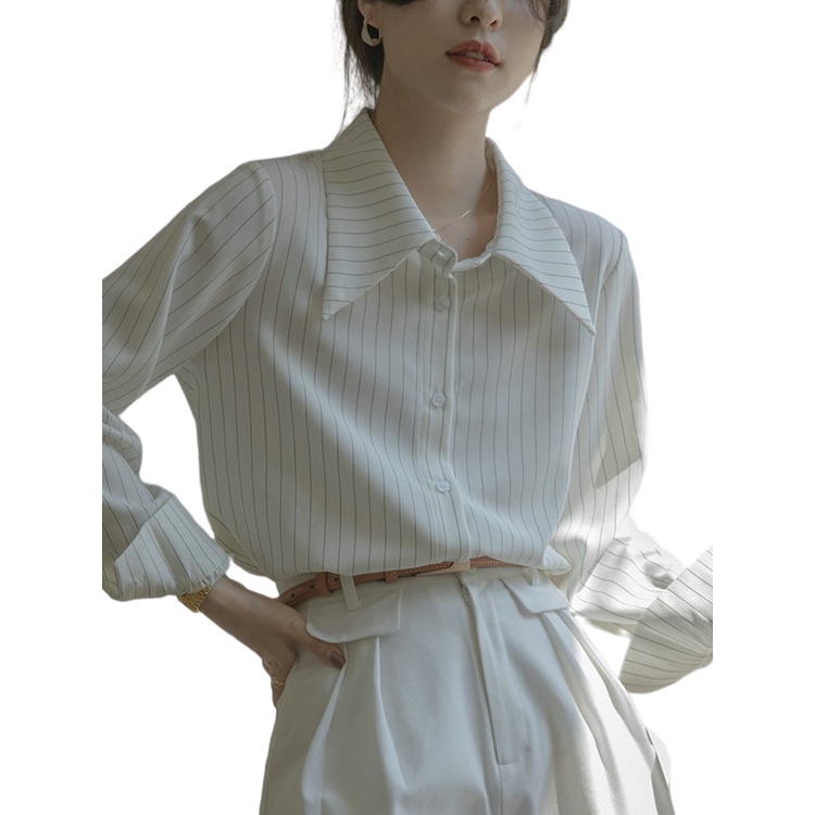 Áo Sơ Mi Nữ Tay Dài Kẻ Sọc Thời Trang Thanh Lịch