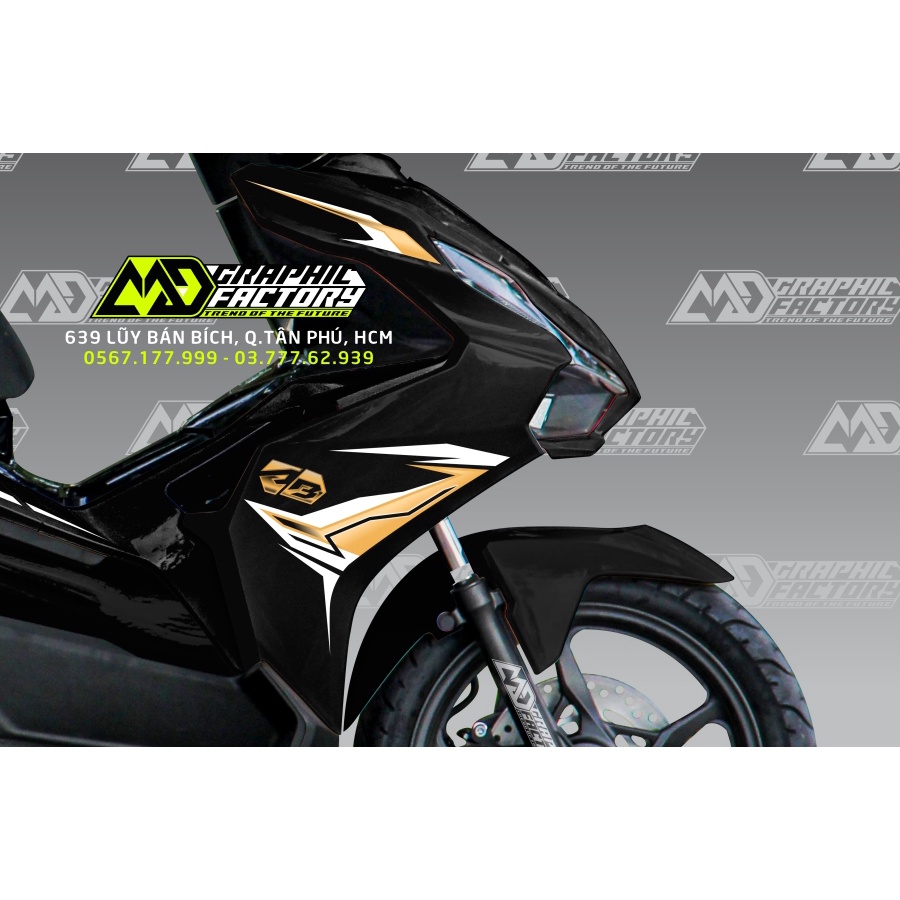 Tem rời Air Blade AB 2022 2023 xe đen - mẫu chỉ vàng đồng siêu hot - tem cao cấp không bay màu