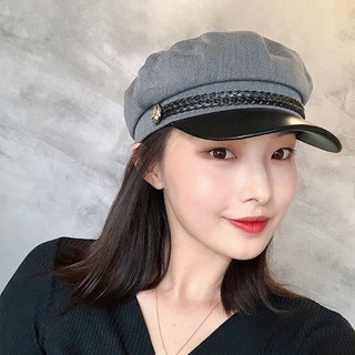 Mộc® mũ baret hai màu mũ nồi đen thời trang mũ quân đội ht-c-005