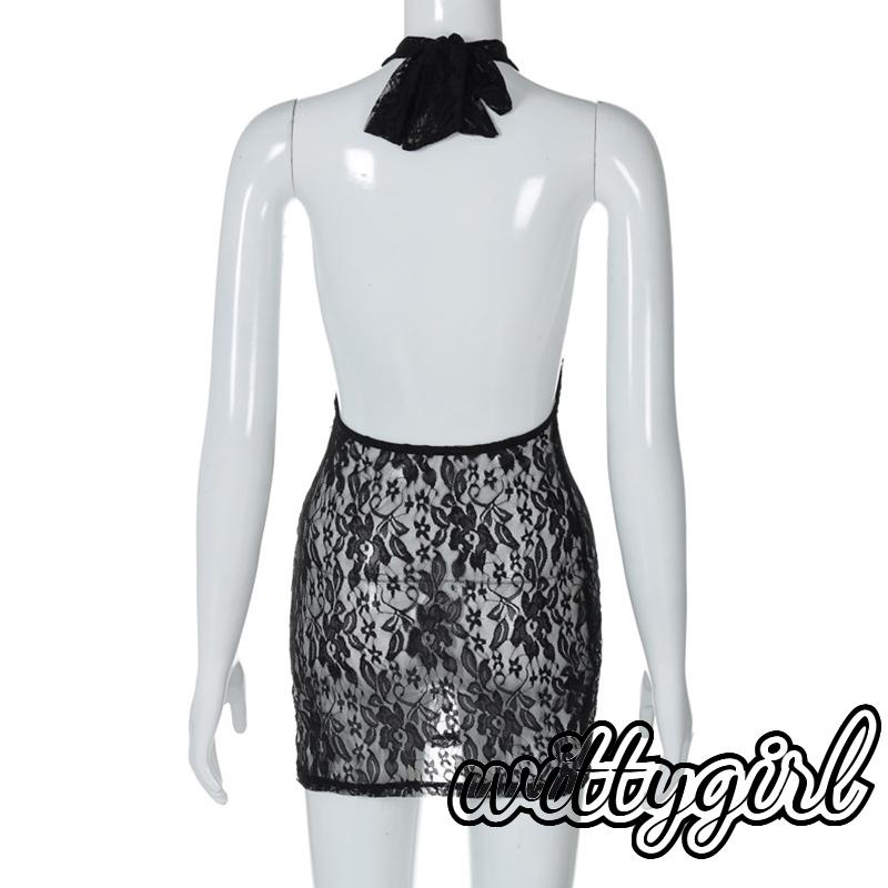 Đầm mini Hai Dây Phối Ren Lưới Xuyên Thấu Thời Trang Mùa Hè Quyến Rũ Cho Nữ