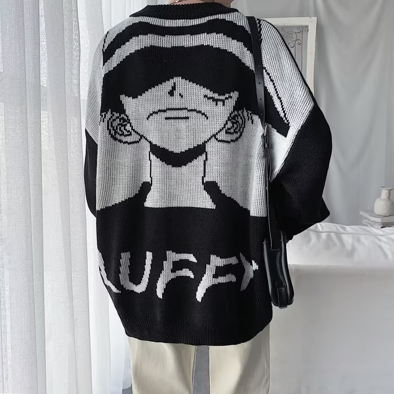 Áo sweater Dáng Rộng Họa Tiết Hoạt Hình Phong Cách Mỹ Cho Nam