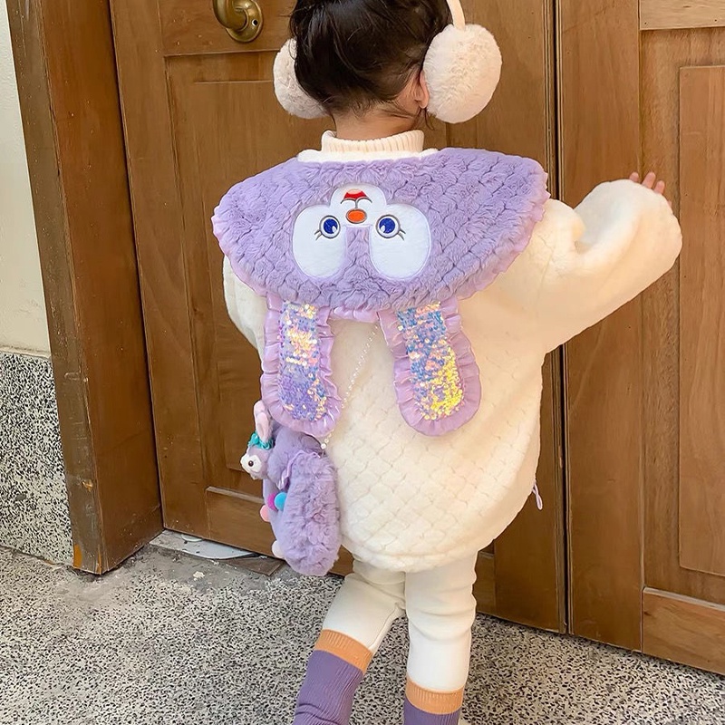 Momo Áo Khoác Len Lông Cừu Dày Dặn Thời Trang Thu Đông Phong Cách Hàn Quốc Cho Bé Gái