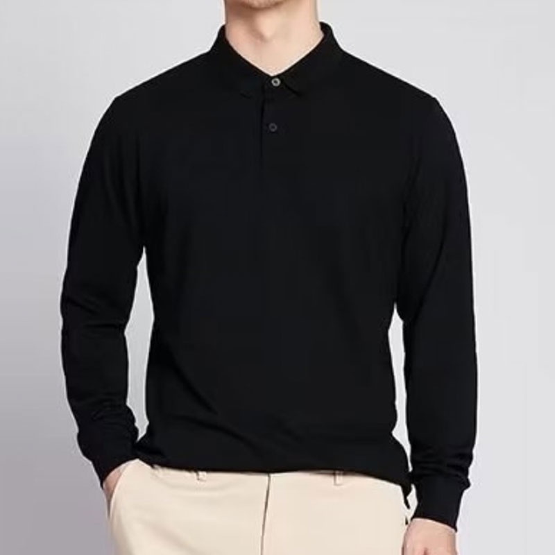 DICHUANGZHE Áo thun cổ polo dài tay màu sắc đơn giản dành cho nam