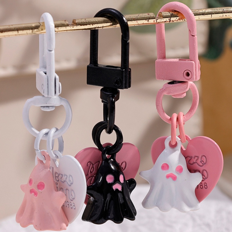 Cặp Móc Khóa Treo Ba Lô / Móc Khóa Hình Ma Quỷ Nhỏ Màu Hồng / Đen Cá Tính Đa Năng Trang Trí Xe Hơi