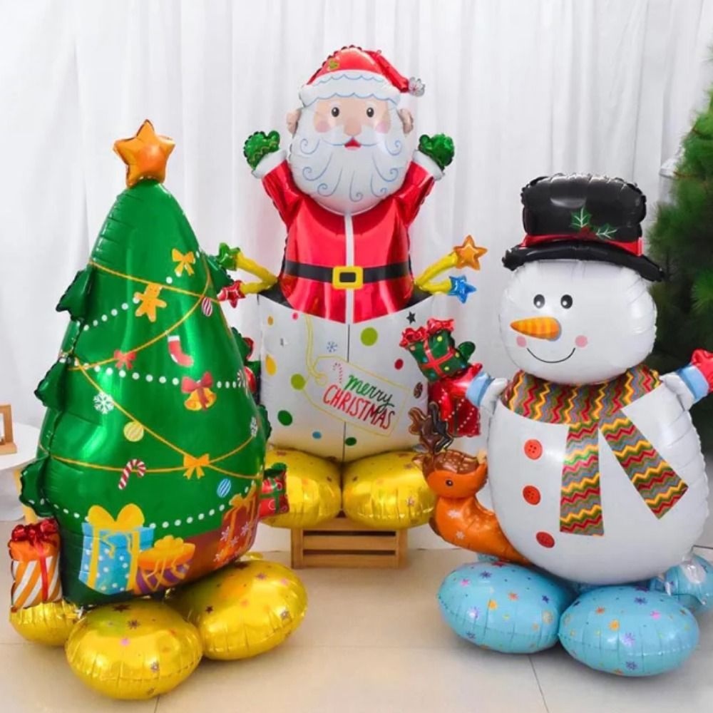 Bong Bóng Trang Trí Giáng Sinh 4d Dày 4d Hình Hươu / Nai / Cây Thông / Người Tuyết / Ông Già Noel