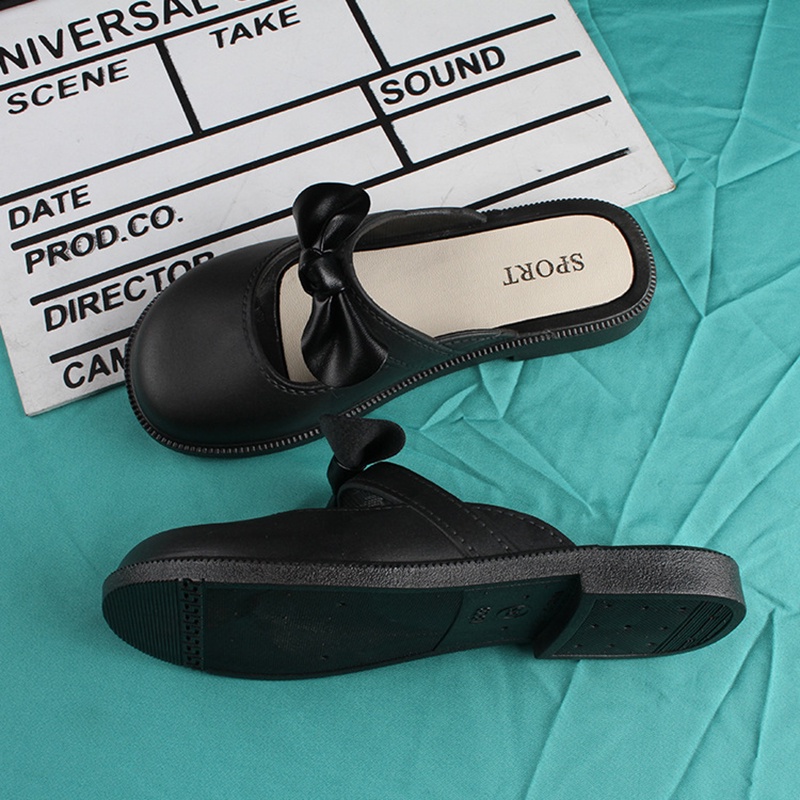 Dép Sandal Xỏ Ngón Đính Nơ Màu Trơn Thời Trang Cho Nữ