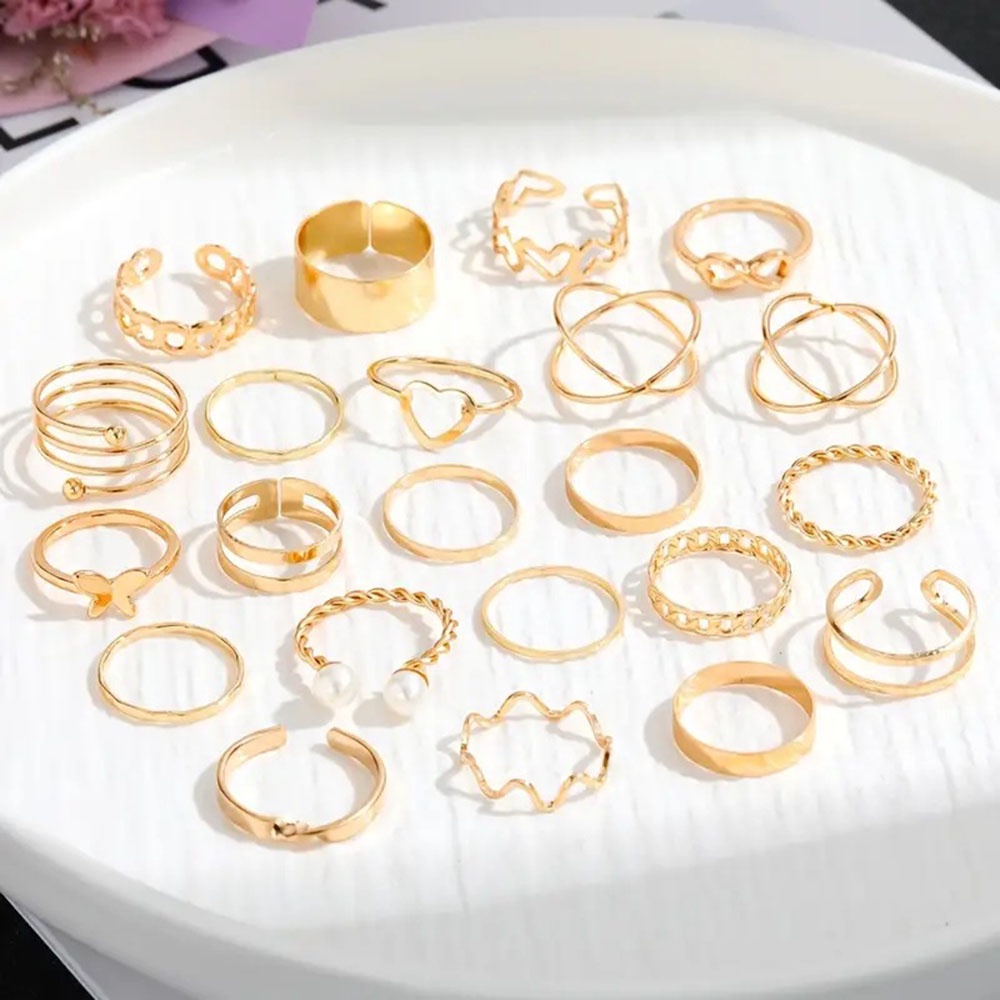 Bộ 22 Nhẫn Đeo Ngón Tay Thời Trang Tinh Tế Cho Nữ