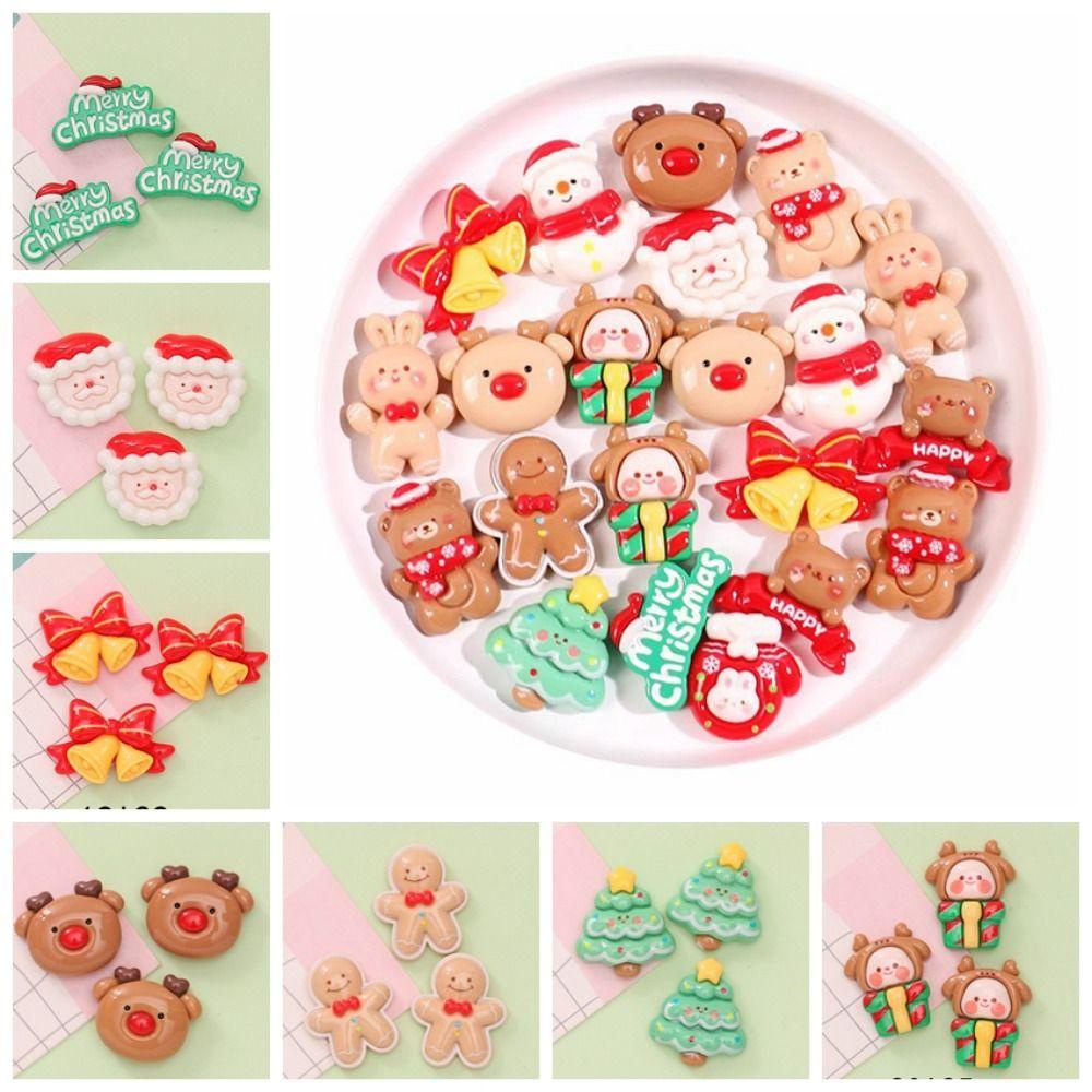 Twinkle Set 10 Hình Dán Trang Trí Giáng Sinh Bằng Nhựa resin Hình Ông Già Noel / Cây Thông / Người Tuyết / cabochons diy