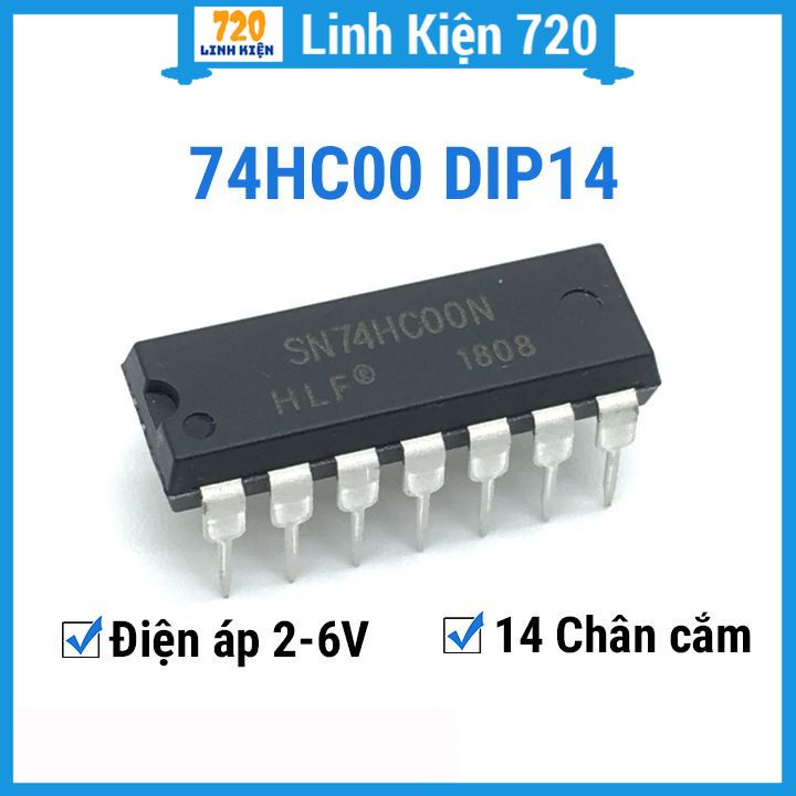 IC 74HC00 2-Input NAND DIP14 14 chân cắm điện áp 2-6V