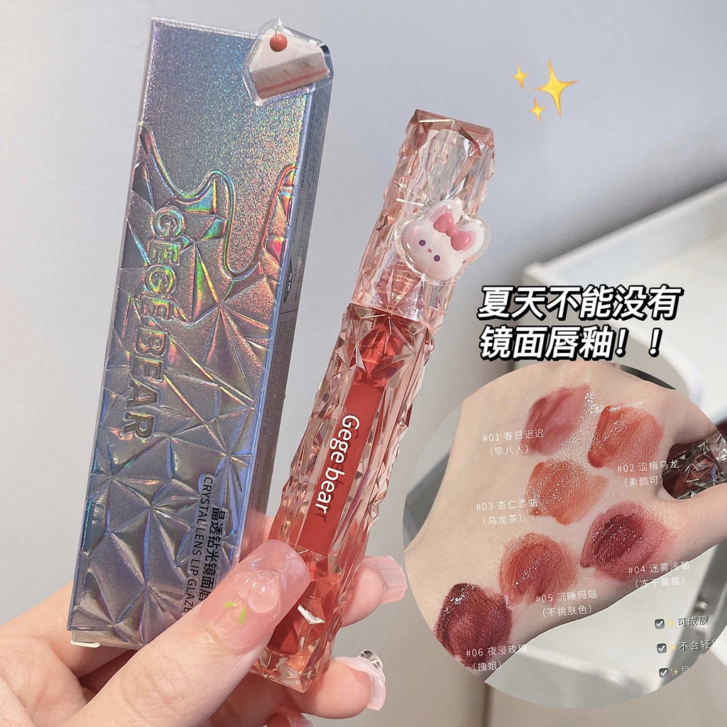 Son Lì Nhiều Màu Sắc Chống Nước Lâu Phai Thiết Kế Vỏ Son Hình Gấu Ge Bears