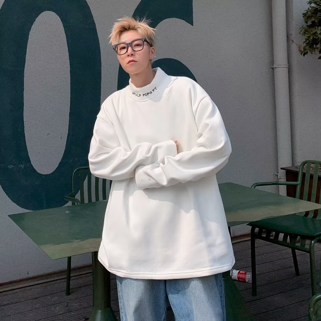 Áo hoodie Tay Dài Cổ Cao Phong Cách Thời Trang Hàn Quốc Cho Nam Giới