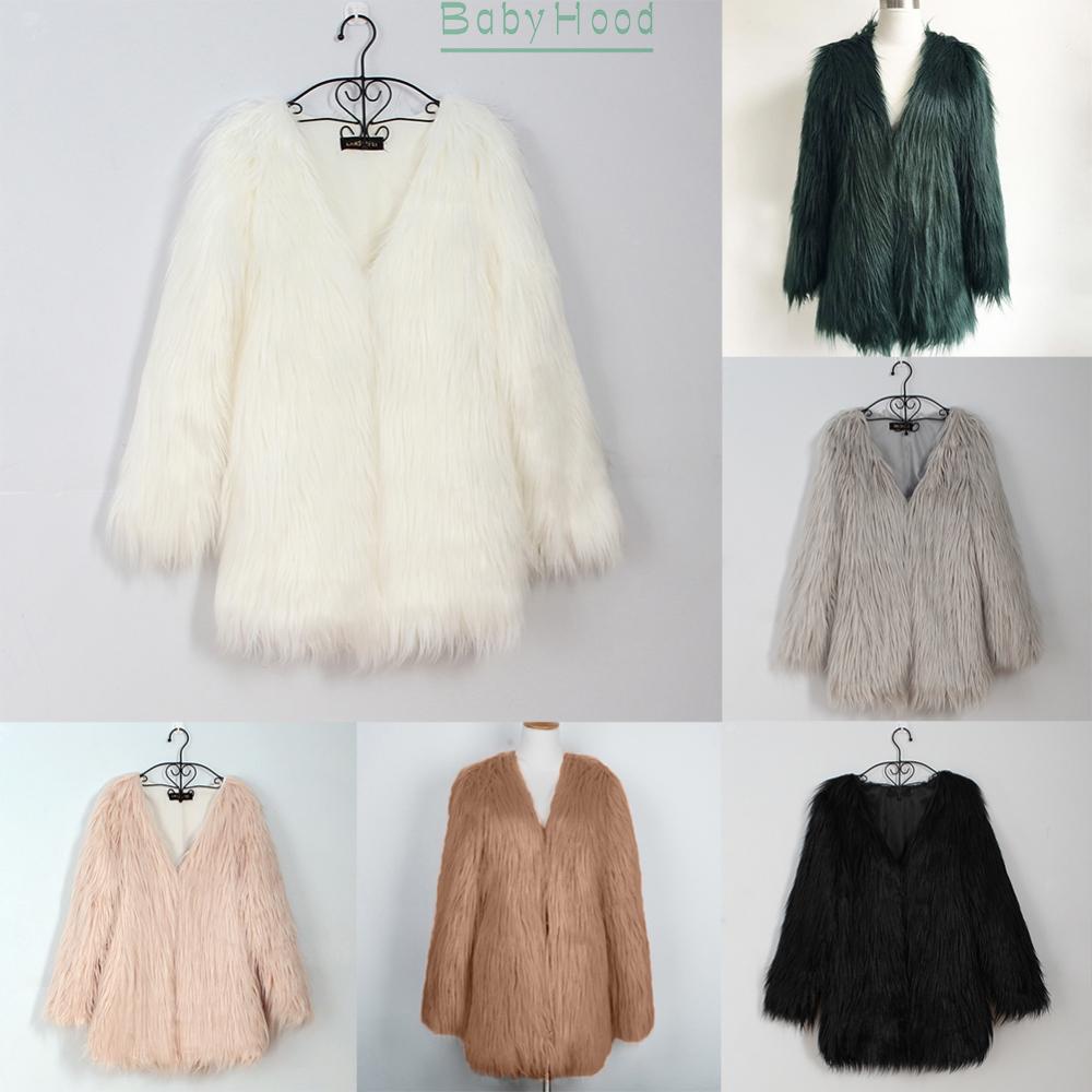 Women Faux Fur V-Neck Shaggy Jacket Winter Cropped Coat Warm Outwear Cardigan#BBHOOD