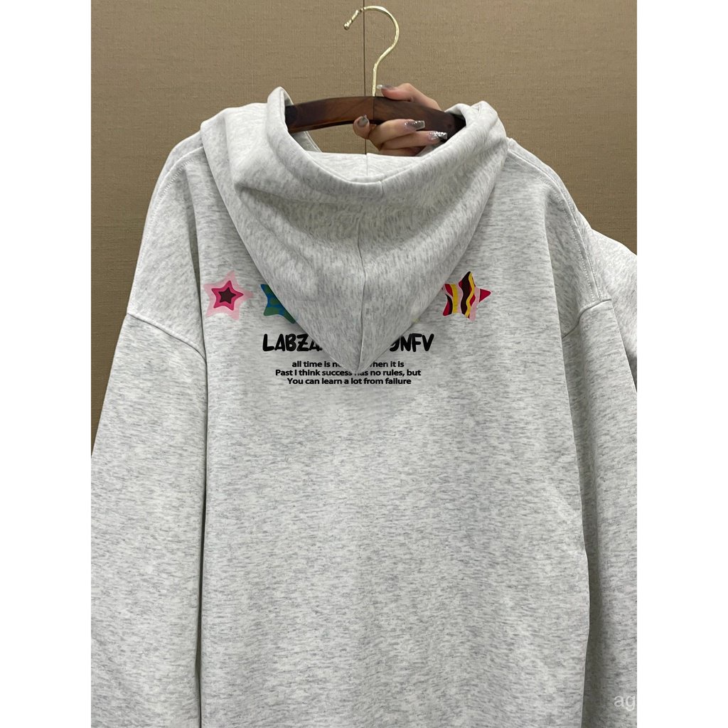 Áo Hoodie Dáng Rộng In Họa Tiết Ngôi Sao Thời Trang Thu Đông Cho Nam Và Nữ