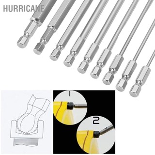 Hurricane Bộ 9 mũi tuốc nơ vít lục giác thép chống rỉ S2 Đầu bi từ tính Hex Bit 1/4 inch Chuôi