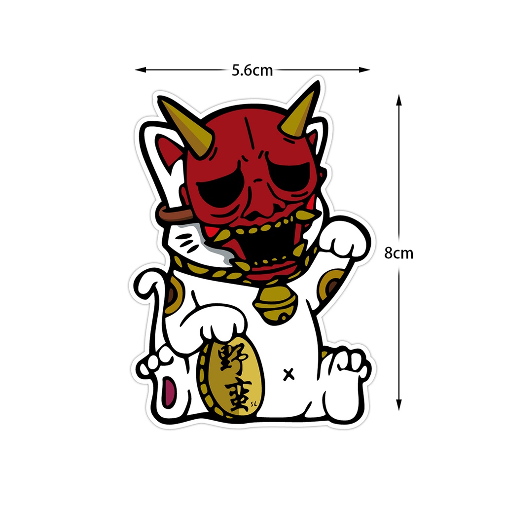 Miếng Dán Phản Quang Hình Mèo May Mắn Kiểu Nhật Bản Trang Trí Xe Hơi