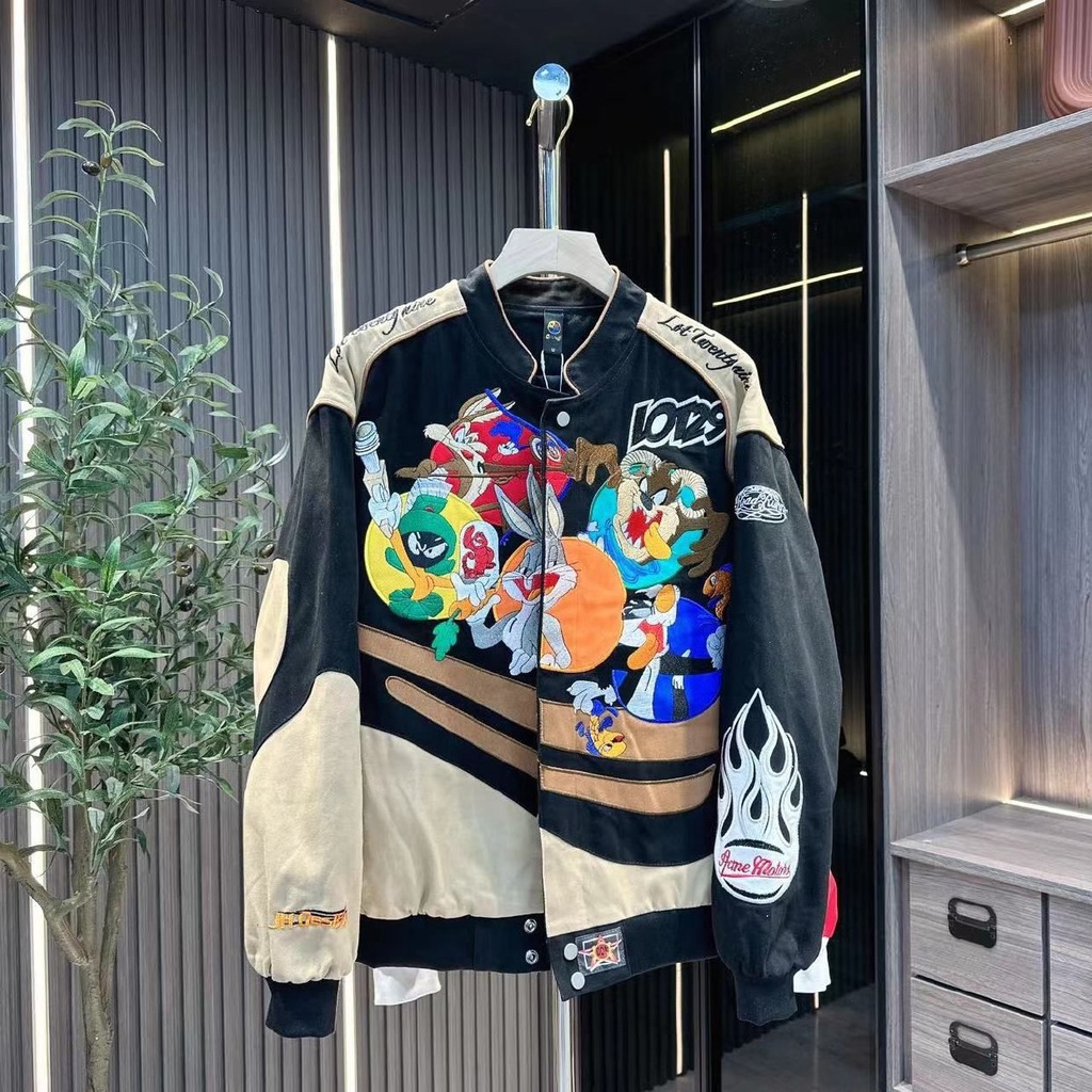 Áo khoác không quân 2024 Phong cách mới Nam hoạt hình In mùa xuân Máy bay ném bom Áo khoác cặp đôi hàng đầu