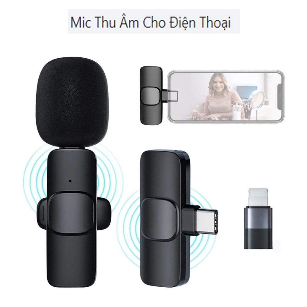Micro không dây K9  dùng thu âm quay video và livestream cho điện thoại