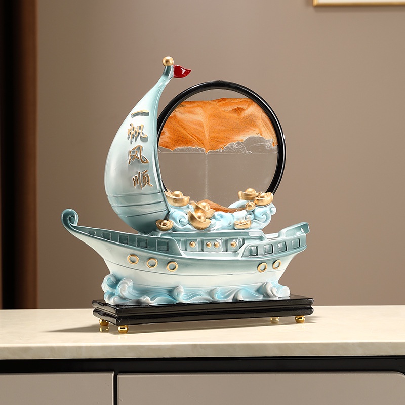 Đồng Hồ Cát Vẽ Tranh Thuyền Buồm Lấp Lánh Sáng Tạo Để Bàn Trang Trí Phòng Khách / Tủ Rượu / Văn Phòng