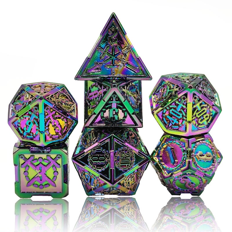 Bộ xúc xắc kim loại DND Bộ xúc xắc TRPG Xúc xắc đa diện Cthulhu Game Prop