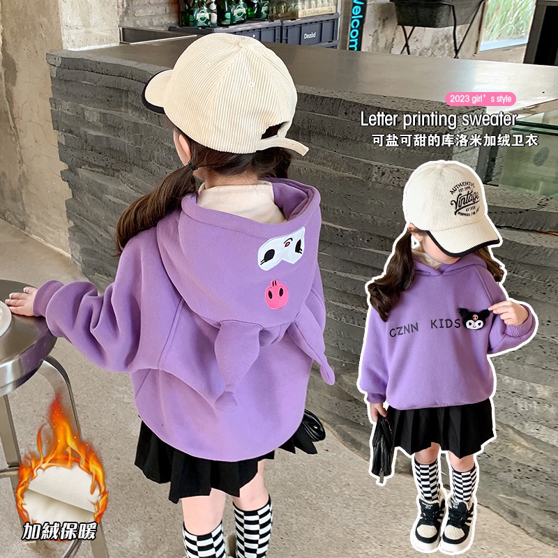 Áo Nỉ Hoodie In Hình Hoạt Hình Phong Cách kuromi Thời Trang Thu Đông Dành Cho Bé Gái
