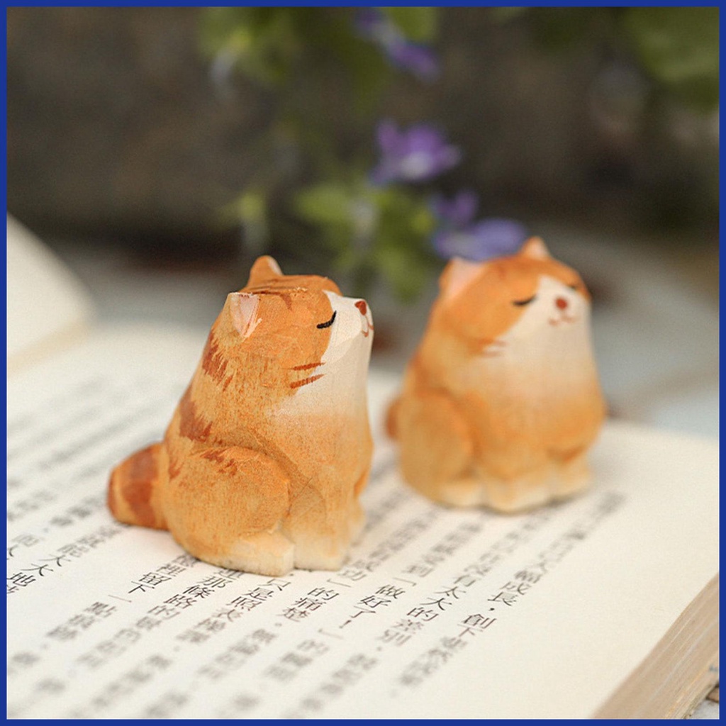 Mô Hình Chú Mèo mini Bằng Gỗ Cam Dễ Thương Dùng Trang Trí diy