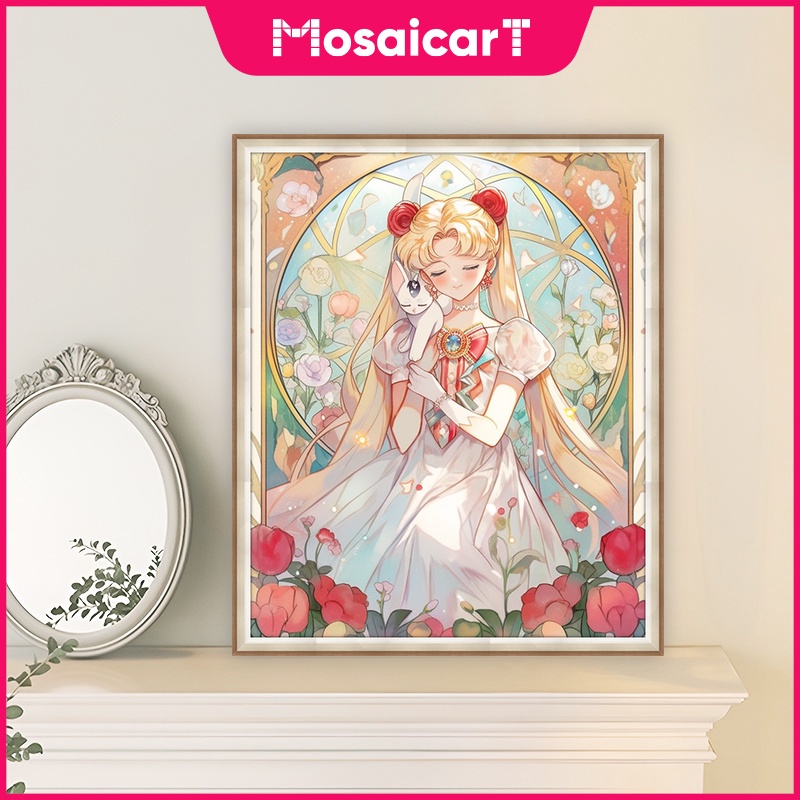 Ma Bộ Tranh Đính Đá 5d Họa Tiết Thủy Thủ Mặt Trăng Độc Đáo Kích Thước 30X40Cm / 40x50cm / 50x60cm