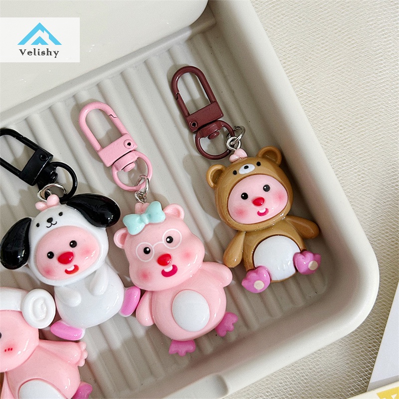 Velishy Cross-dressing Loppy Nhỏ Mặt Dây Chuyền Móc Khóa Túi Ch Hoạt Hình Tinh Tế Đa Năng Lovable Qu