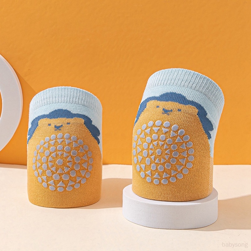 Đôi Vớ Dệt Kim Bằng Vải cotton Lưới Bảo Vệ Đầu Gối Chống Trượt Họa Tiết Hoạt Hình Dành Cho Bé Trai Bé Gái Tập Bò