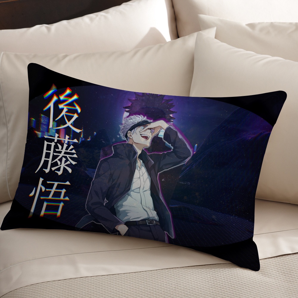 Satoru gojo Vỏ Gối polyester Hình Chữ Nhật In Hình anime jujutsu kaisen Một Mặt Trang Trí Nhà Cửa