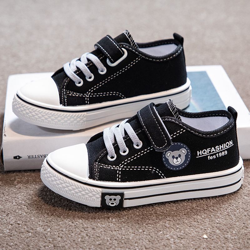 Giày Vải canvas Đế Mềm Chống Bẩn Màu Đen Thời Trang Mùa Thu 2023 Cho Bé Trai Và Gái