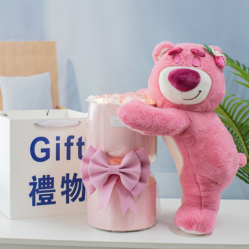 Bó Hoa Hồng Hình Chú Gấu Và Dâu Tây Dễ Thương Dùng Làm Quà Tặng Cho Bạn Gái / Bạn Gái / Bạn Gái
