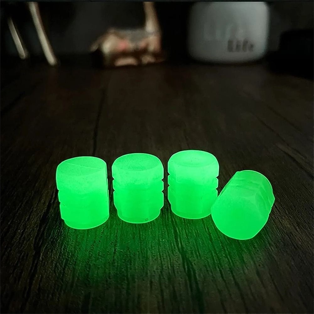 Bộ 4 Nắp Van Phát Sáng Xanh Lá Thông Dụng Cho Xe Hơi Xe Máy
