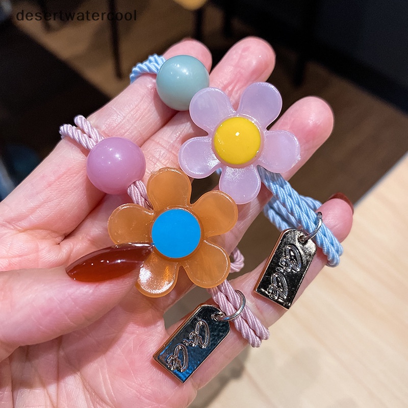 Dây Buộc Tóc Co Giãn Đính Hạt Và Hoa Màu Sắc Ngọt Ngào Phong Cách Nhật Bản Cho Nữ