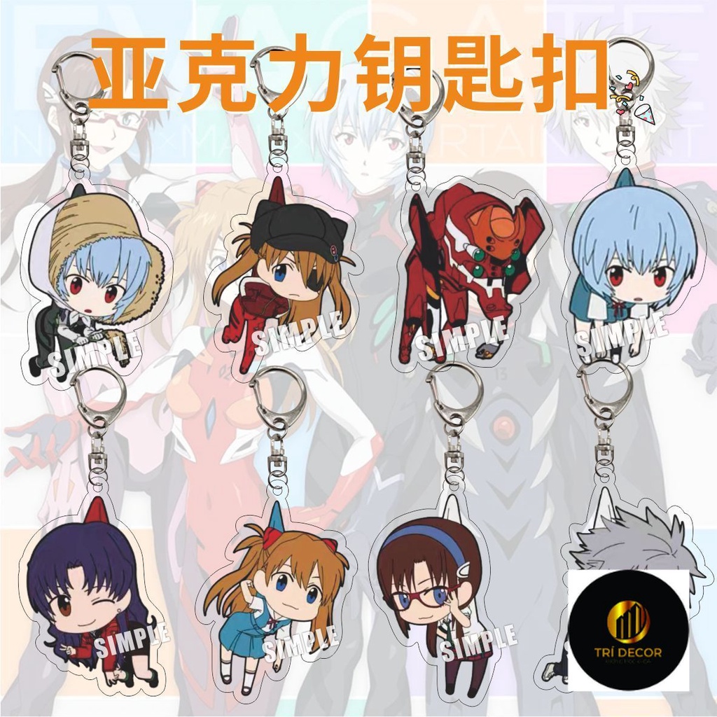 Móc khóa acrylic ngoại vi nhiều lớp EVA Neon Genesis Evangelion Kaoru Nagisa Asuka Ayanami quà tặng ngoại vi