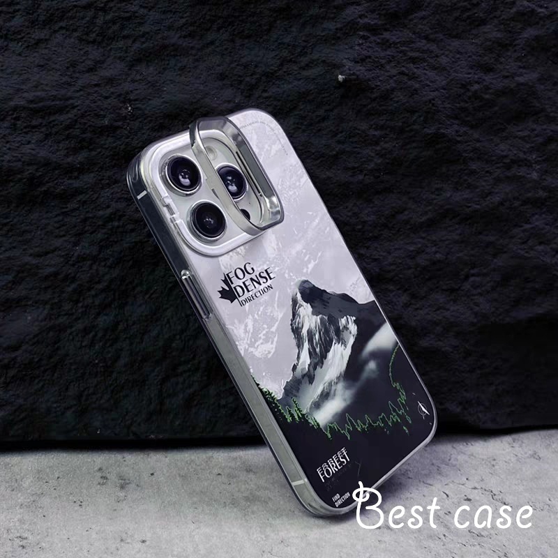 Ốp Điện Thoại Có Giá Đỡ In Hình Núi Bắc Âu Cho iphone 12 13 14 15 pro max