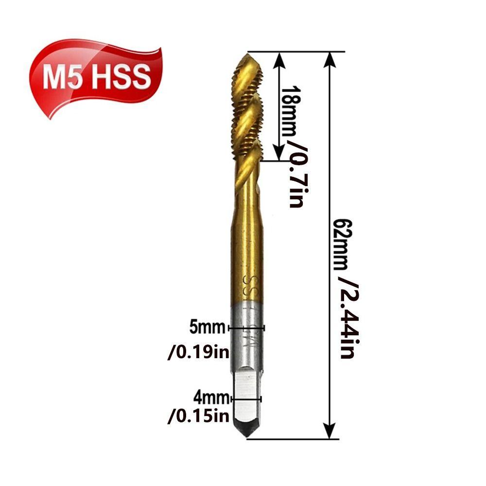 Bộ 5 Mũi Khoan Xoắn Thẳng Bằng Titan m3 m4 m5 m6 m8 hss