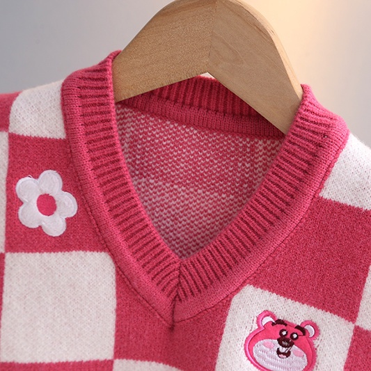 Áo sweater Dệt Kim Không Tay Dáng Rộng Thời Trang Thu Đông Cho Bé Gái