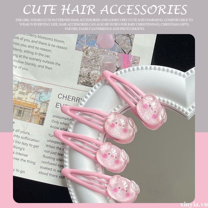 🌺🌺Kẹp Tóc Trong Suốt Hình Heo Hoạt Hình Dễ Thương Cho Nữ