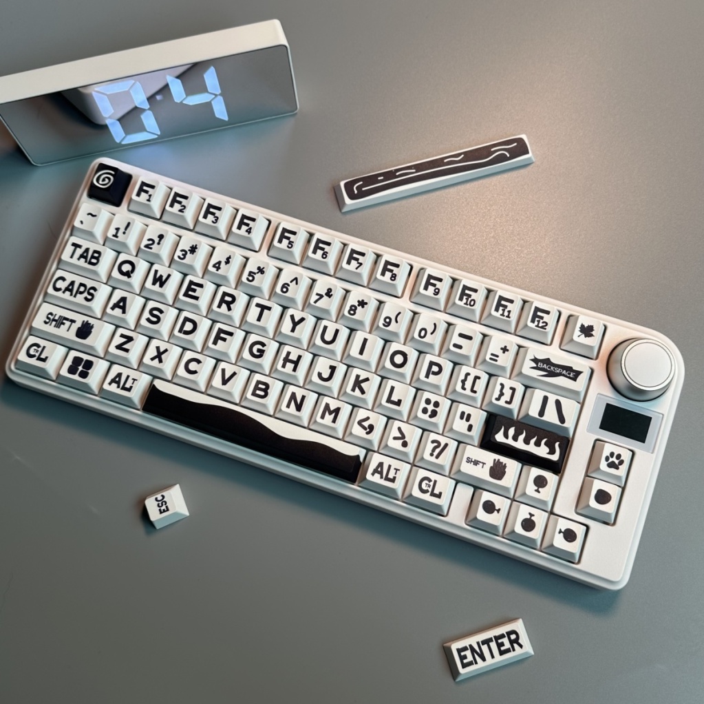 Keycaps chủ đề ký tự lớn màu đen, keycap phím 127/130, chiều cao CHERRY, thăng hoa PBT, phù hợp với bàn phím phím 87/68/84/104/108