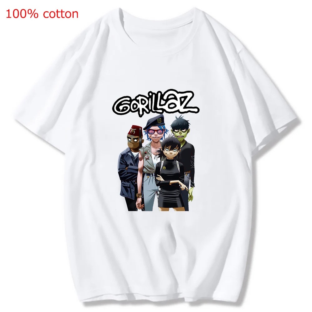 Áo Thun 100% cotton Tay Ngắn In Hình gorillaz Năm Mới 2024 Vui Nhộn Cho Nam