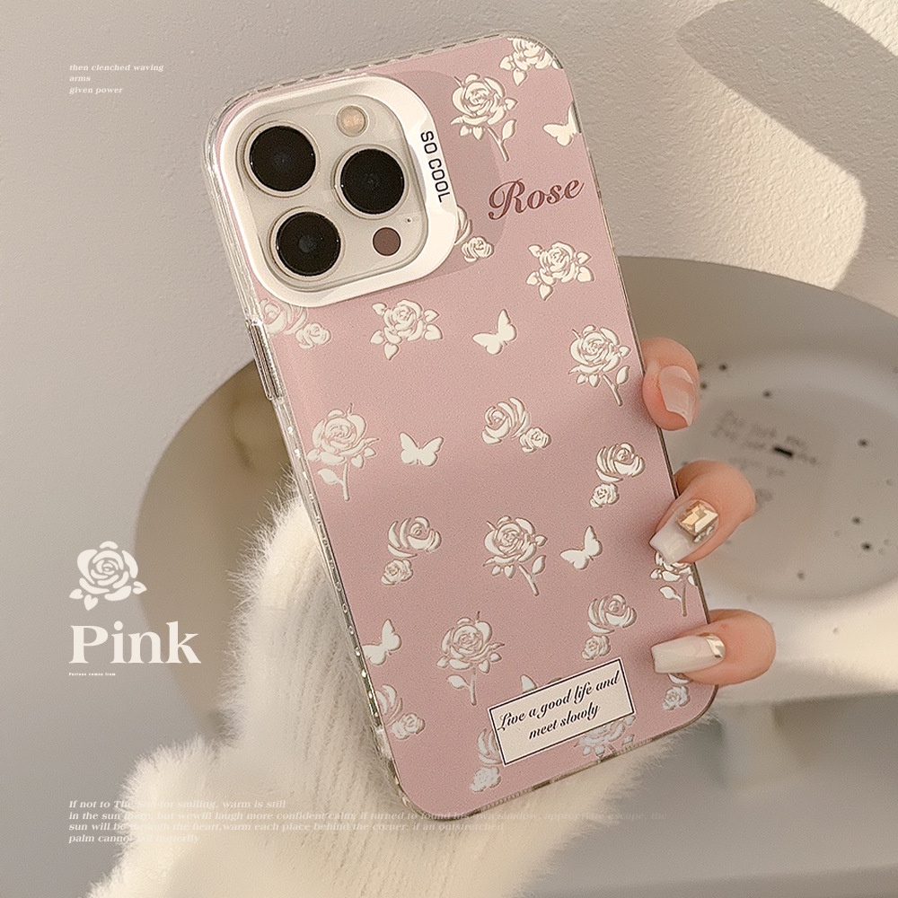 Ốp Điện Thoại tpu Silicon Chống Rơi Màu Hồng laser Cho iphone 11 12 13 14 15 pro max plus