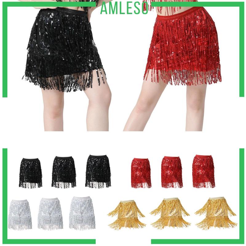Chân Váy Tua Rua Đính Kim Sa Lấp Lánh Dành Cho Khiêu Vũ latin