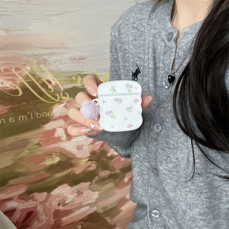 Vỏ Bảo Vệ Hộp Sạc Tai Nghe bluetooth Không Dây airpods1 / 2 3 pro pro2 air pods pro 3 Hình Hoa tulip Tím Ốp