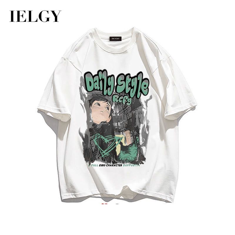 Áo thun cotton tay ngắn IELGY hiphop nam mùa hè dáng rộng