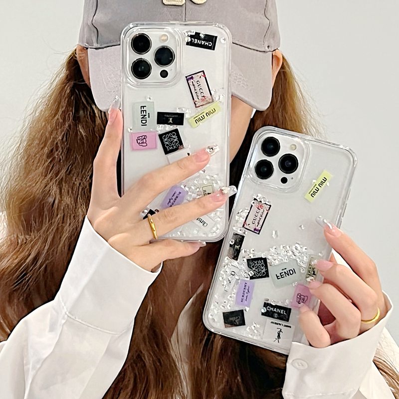 Sang Trọng Ốp Điện Thoại Cứng Kim Tuyến Nước Màu Hồng Cho iphone 6 6s 7 8 14 15 + plus 13 12 11 pro x xs xr max ftd apple