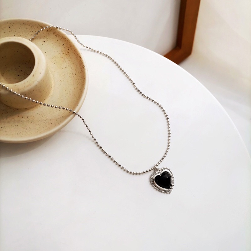 Dây chuyền trái tim đá đen xinh đẹp giá rẻ🧡
